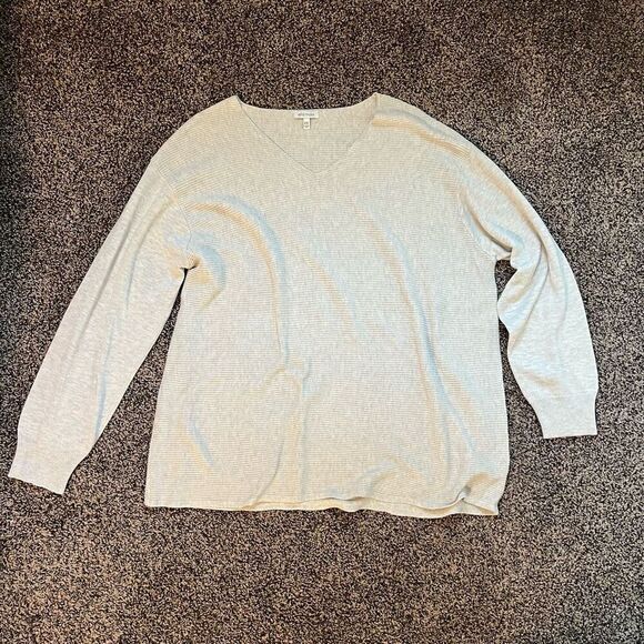 Ella Moss Sweater Women's 2XL Gray Long Sleeve V-Neck Solid Shirt Top - Picture 1 of 6